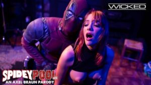 Sexy Redhead Kenna James Plays with Deadpool And Captain Marvel in the Spidey Pool